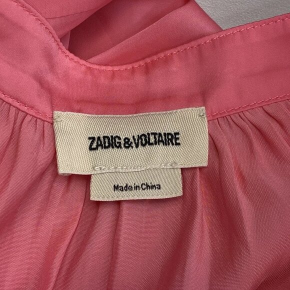 Zadig & Voltaire Women’s Tink Satin V-Neck Blouse Rubber Pink - Picture 7 of 12
